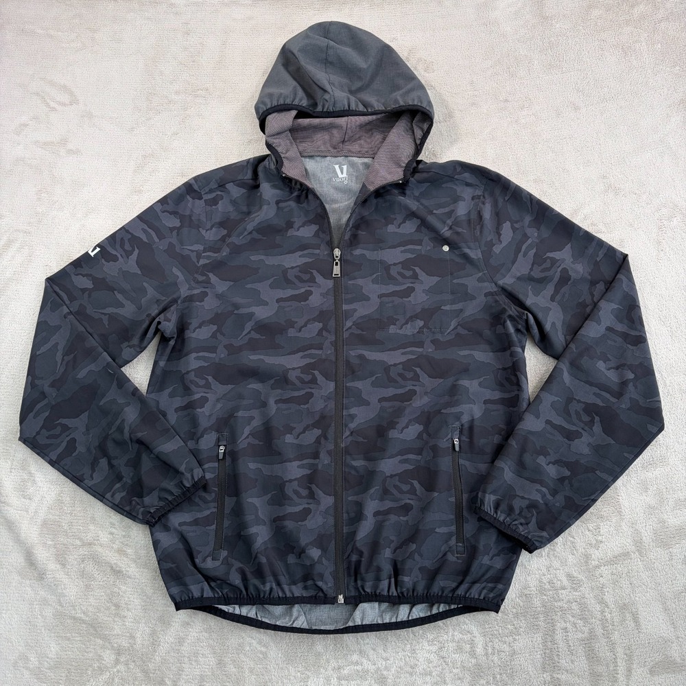 Vuori Outdoor Trainer Shell Men Medium Camo Stretch Performance Lightweight Hood